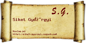 Siket Györgyi névjegykártya